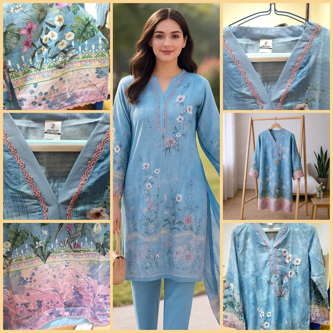 3 Piece RTW-Printed Suit Lawn by Abrish